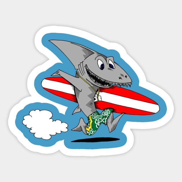 Surf Shark Sticker by inkninja